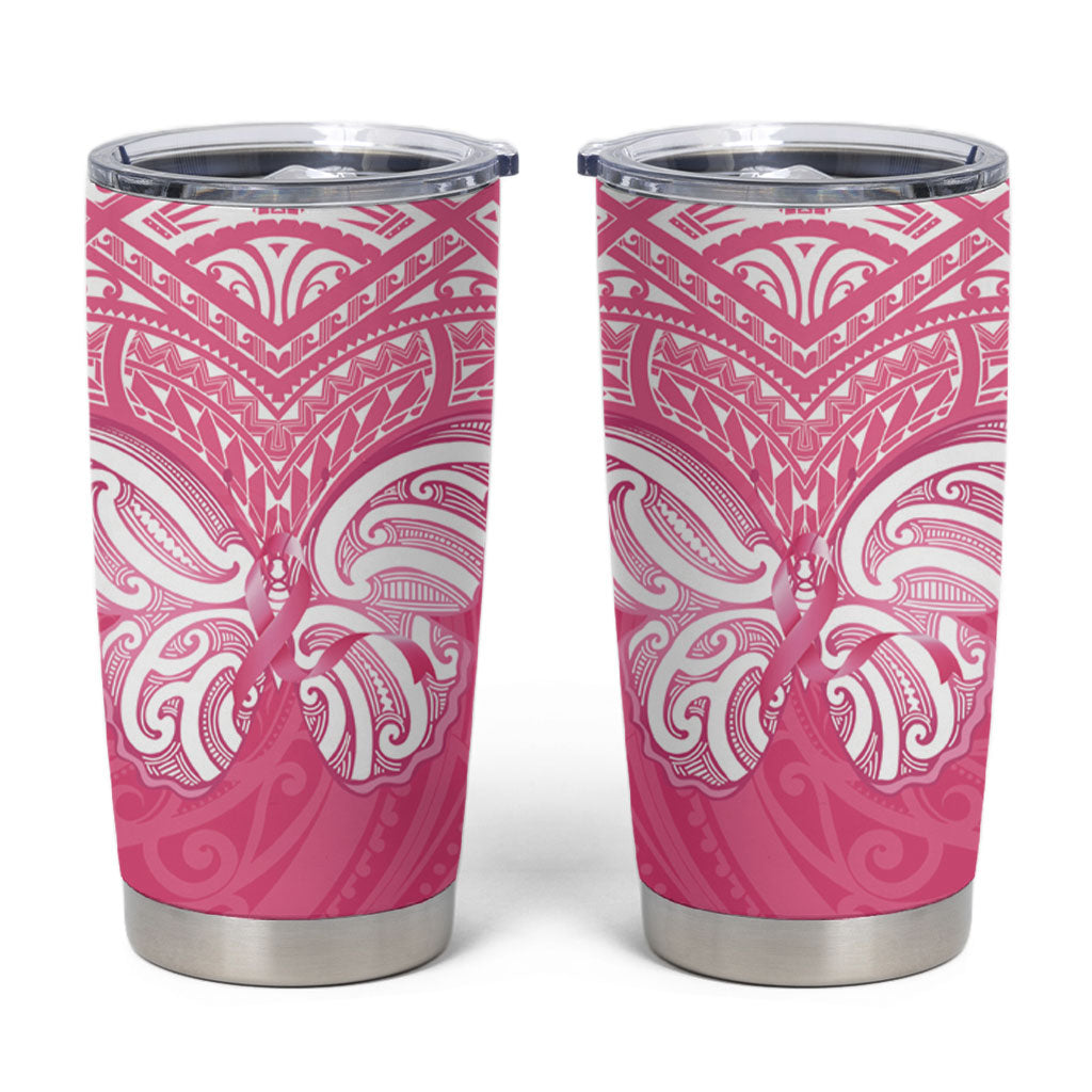 New Zealand Breast Cancer Support Tumbler Cup Maori Butterfly Pink Ribbon