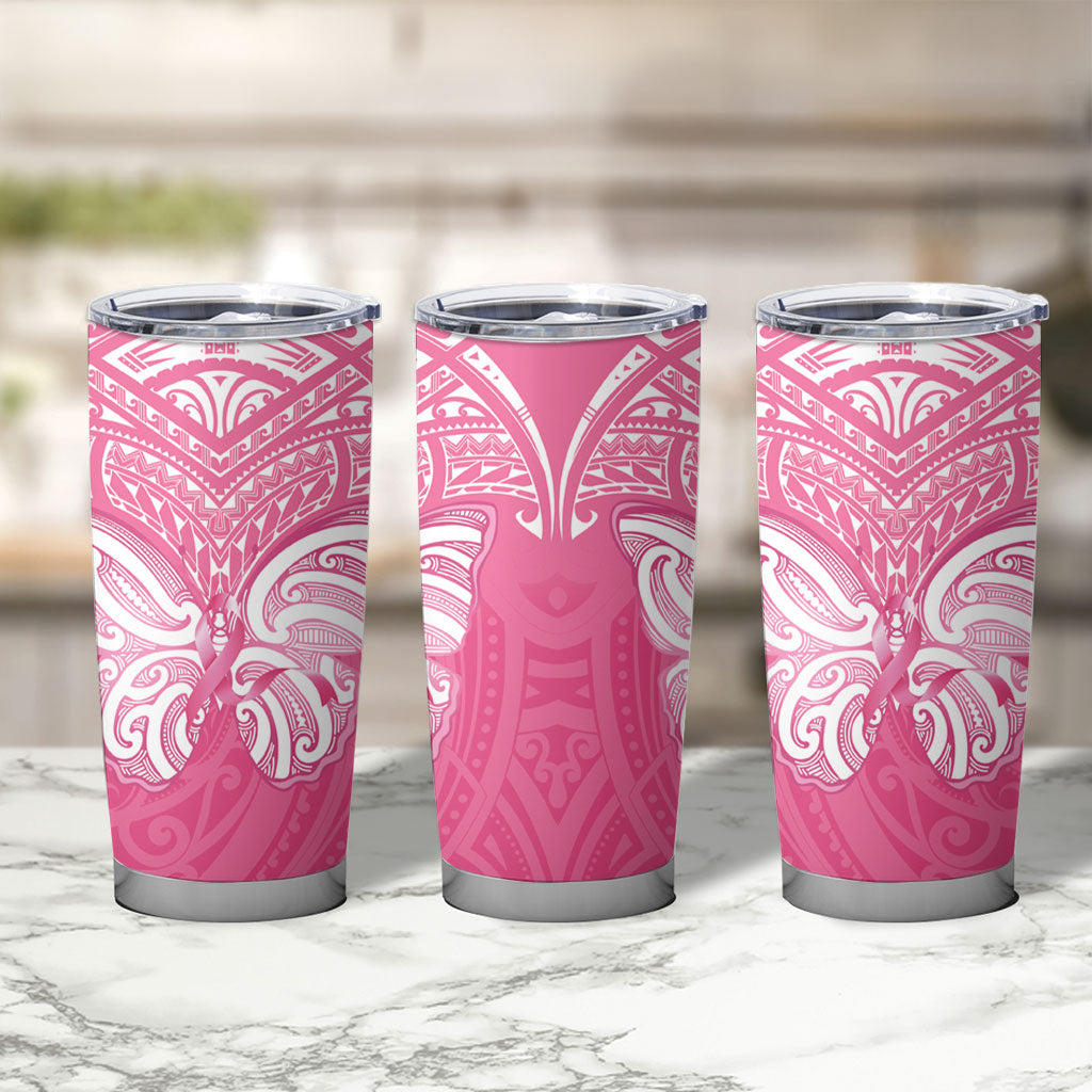 New Zealand Breast Cancer Support Tumbler Cup Maori Butterfly Pink Ribbon