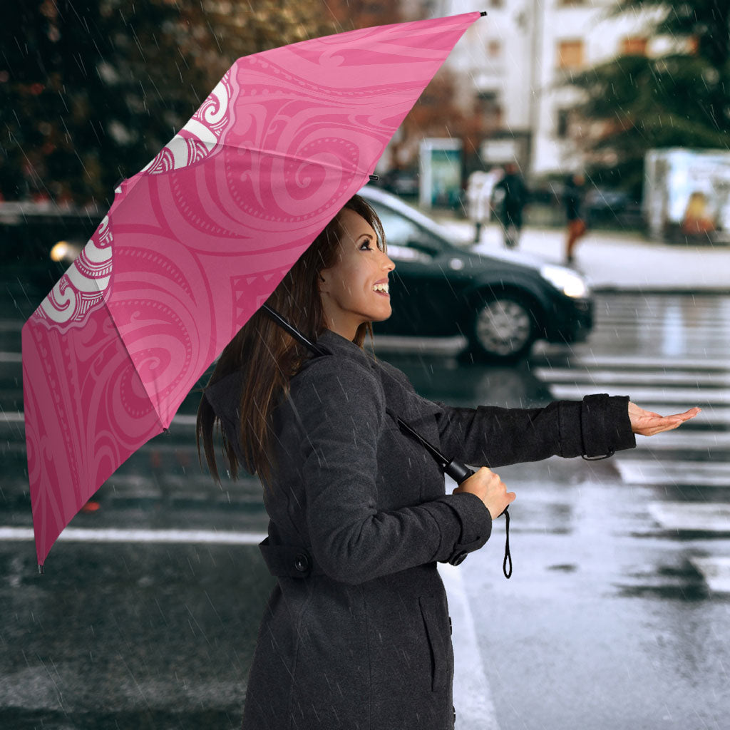 New Zealand Breast Cancer Support Umbrella Maori Butterfly Pink Ribbon