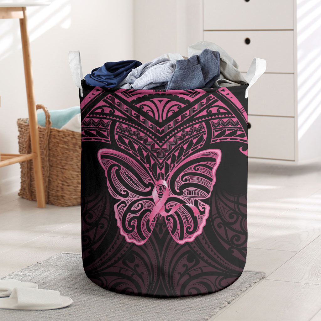 New Zealand Breast Cancer Support Laundry Basket Maori Butterfly Pink Ribbon Black Version