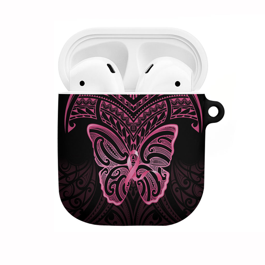 New Zealand Breast Cancer Support AirPods Case Maori Butterfly Pink Ribbon Black Version