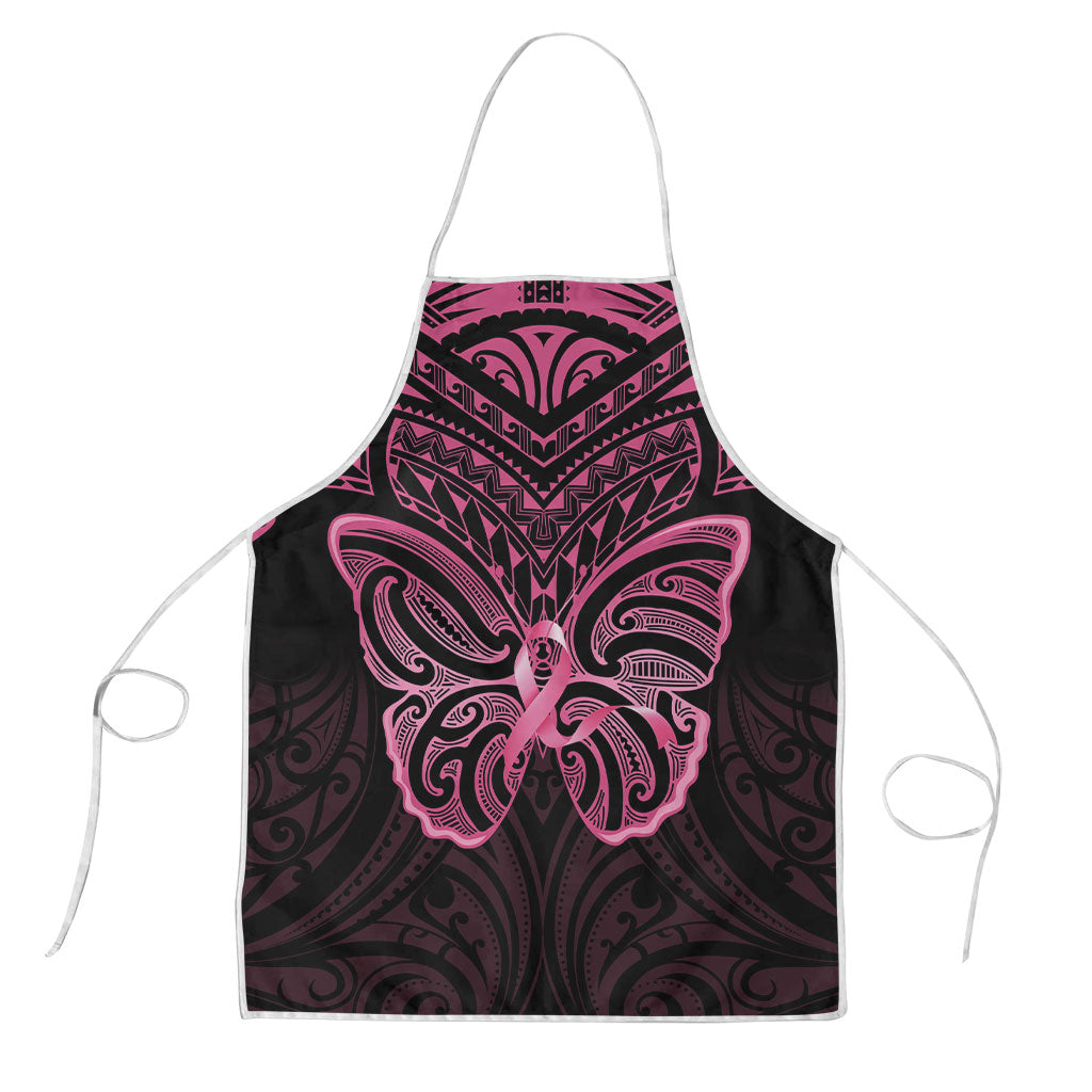 New Zealand Breast Cancer Support Apron Maori Butterfly Pink Ribbon Black Version