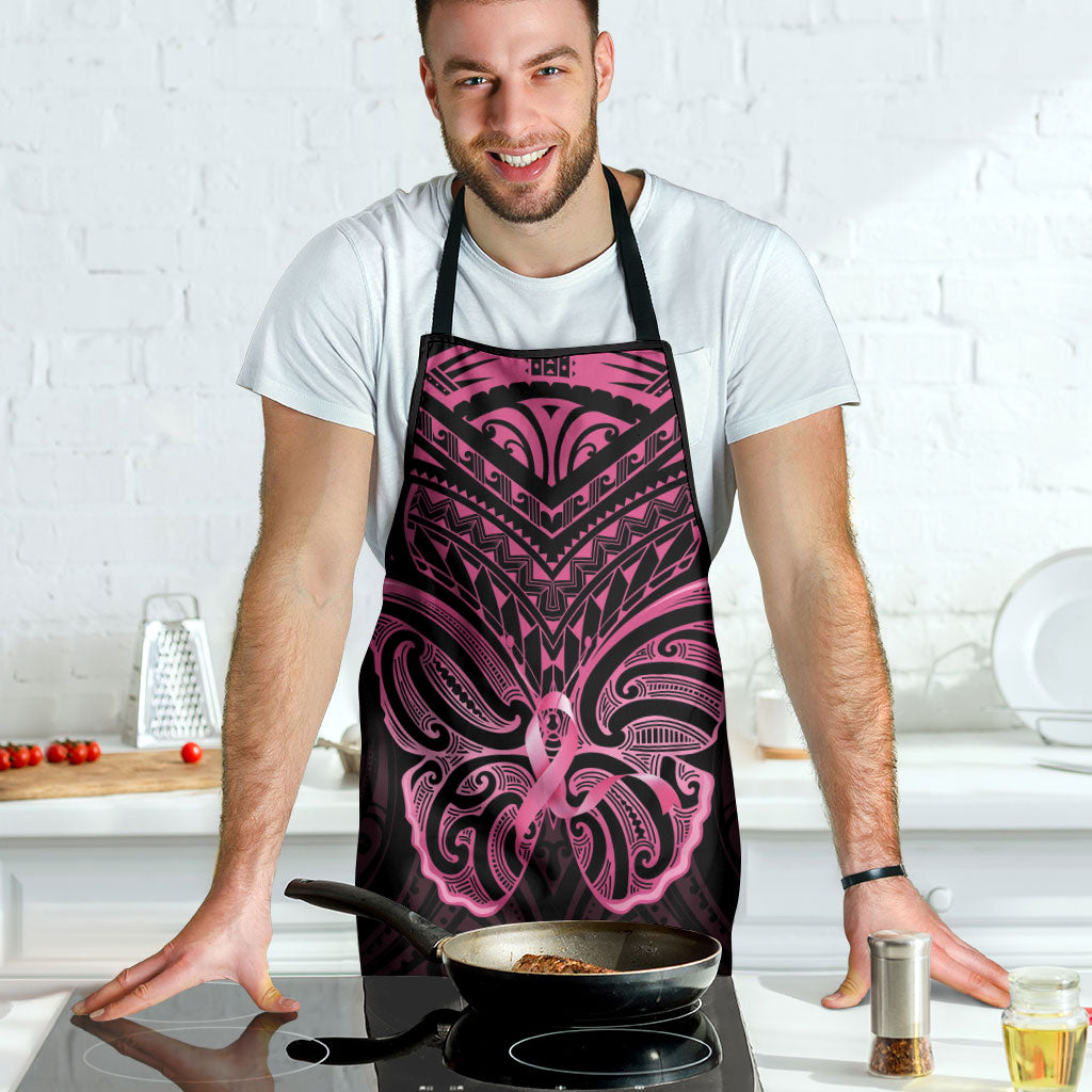 New Zealand Breast Cancer Support Apron Maori Butterfly Pink Ribbon Black Version