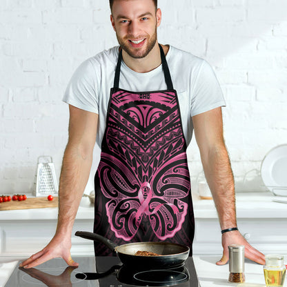 New Zealand Breast Cancer Support Apron Maori Butterfly Pink Ribbon Black Version
