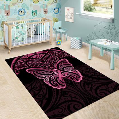 New Zealand Breast Cancer Support Area Rug Maori Butterfly Pink Ribbon Black Version