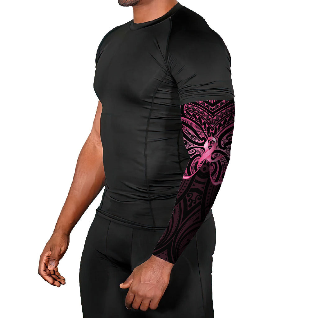 New Zealand Breast Cancer Support Arm Sleeves Maori Butterfly Pink Ribbon Black Version