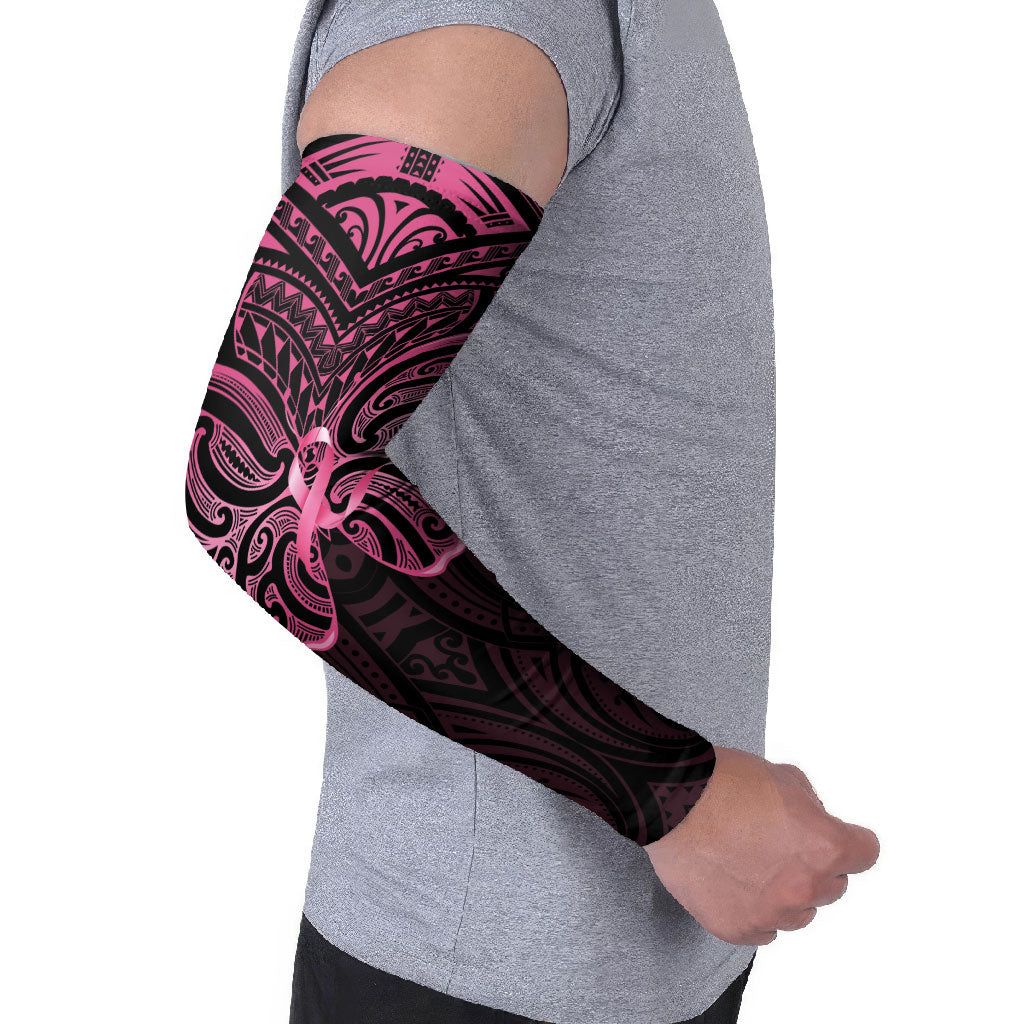 New Zealand Breast Cancer Support Arm Sleeves Maori Butterfly Pink Ribbon Black Version
