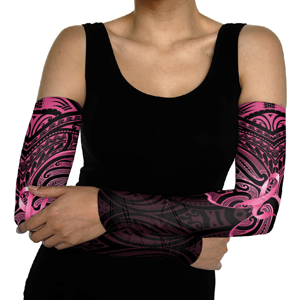 New Zealand Breast Cancer Support Arm Sleeves Maori Butterfly Pink Ribbon Black Version