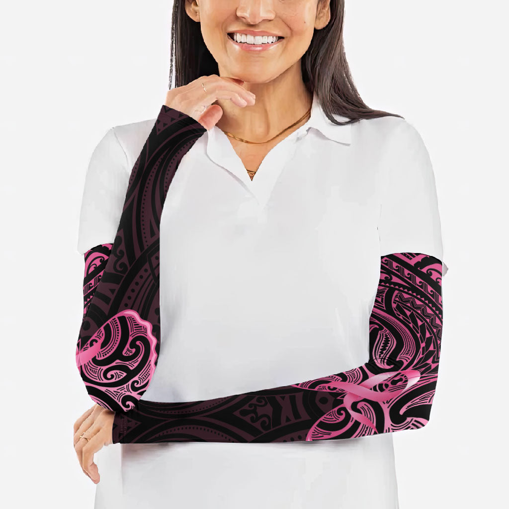 New Zealand Breast Cancer Support Arm Sleeves Maori Butterfly Pink Ribbon Black Version