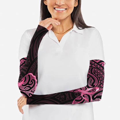 New Zealand Breast Cancer Support Arm Sleeves Maori Butterfly Pink Ribbon Black Version