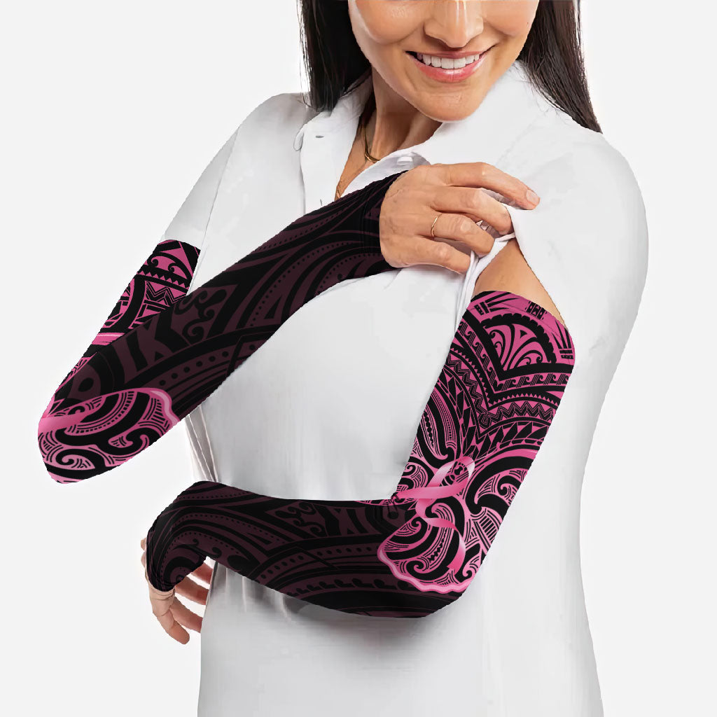 New Zealand Breast Cancer Support Arm Sleeves Maori Butterfly Pink Ribbon Black Version