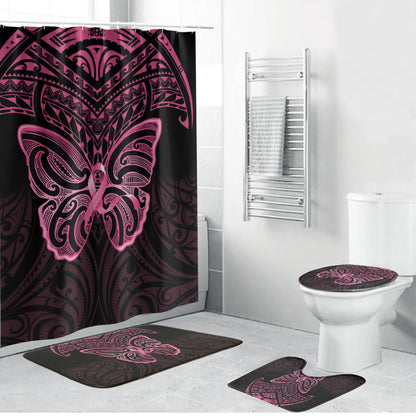 New Zealand Breast Cancer Support Bathroom Set Maori Butterfly Pink Ribbon Black Version