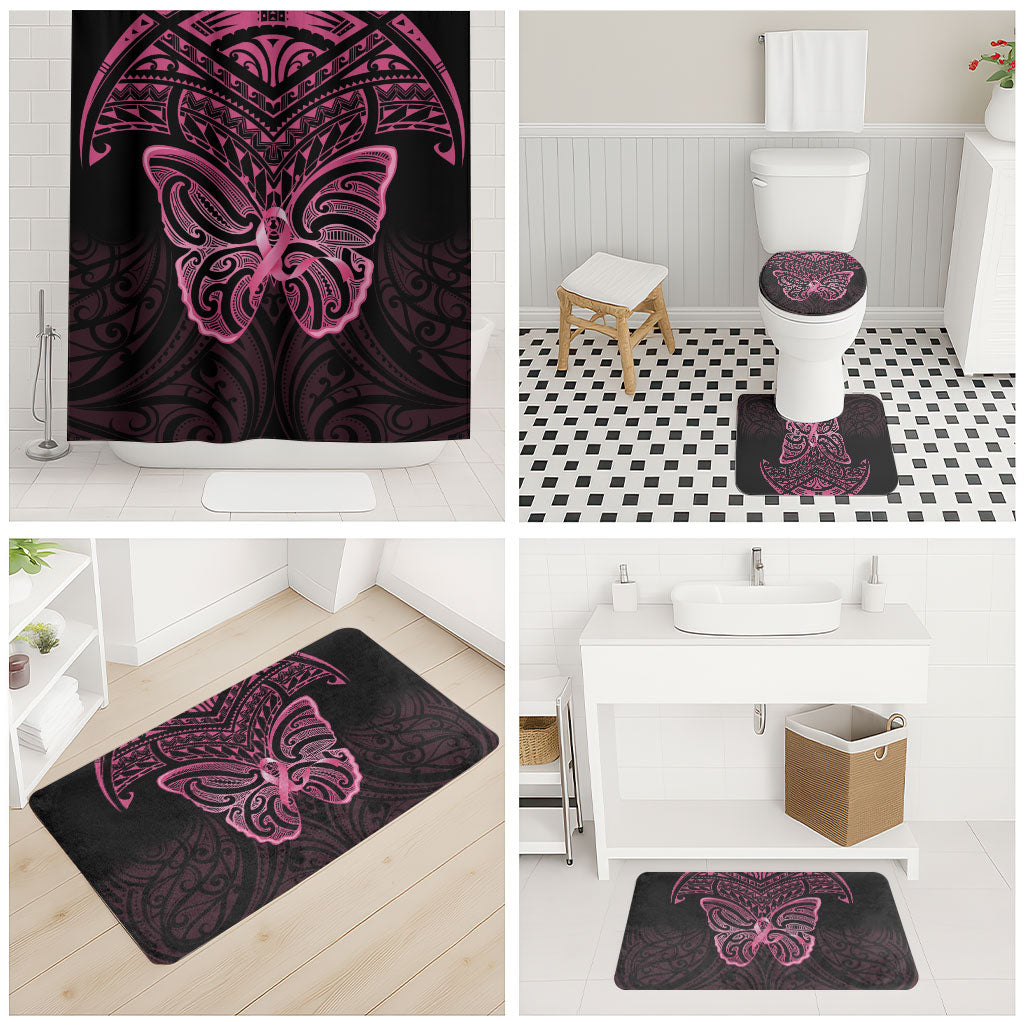 New Zealand Breast Cancer Support Bathroom Set Maori Butterfly Pink Ribbon Black Version
