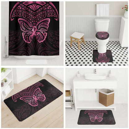 New Zealand Breast Cancer Support Bathroom Set Maori Butterfly Pink Ribbon Black Version