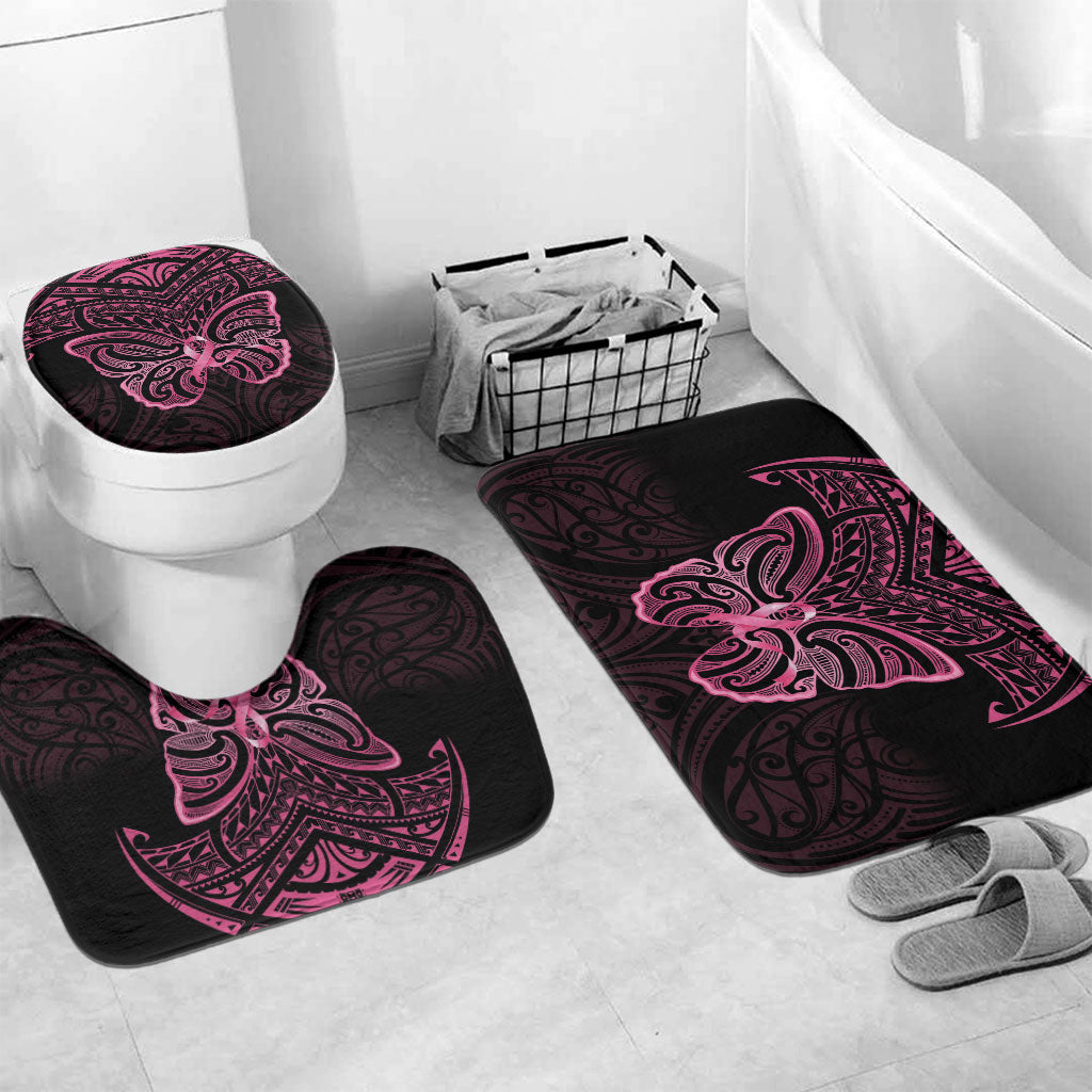 New Zealand Breast Cancer Support Bathroom Set Maori Butterfly Pink Ribbon Black Version