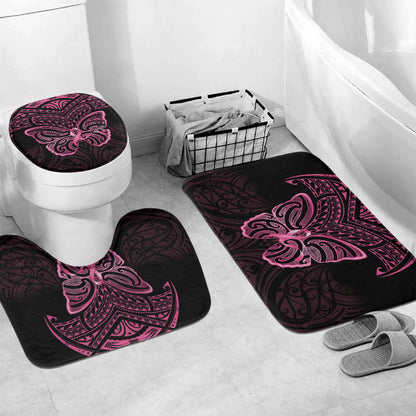 New Zealand Breast Cancer Support Bathroom Set Maori Butterfly Pink Ribbon Black Version