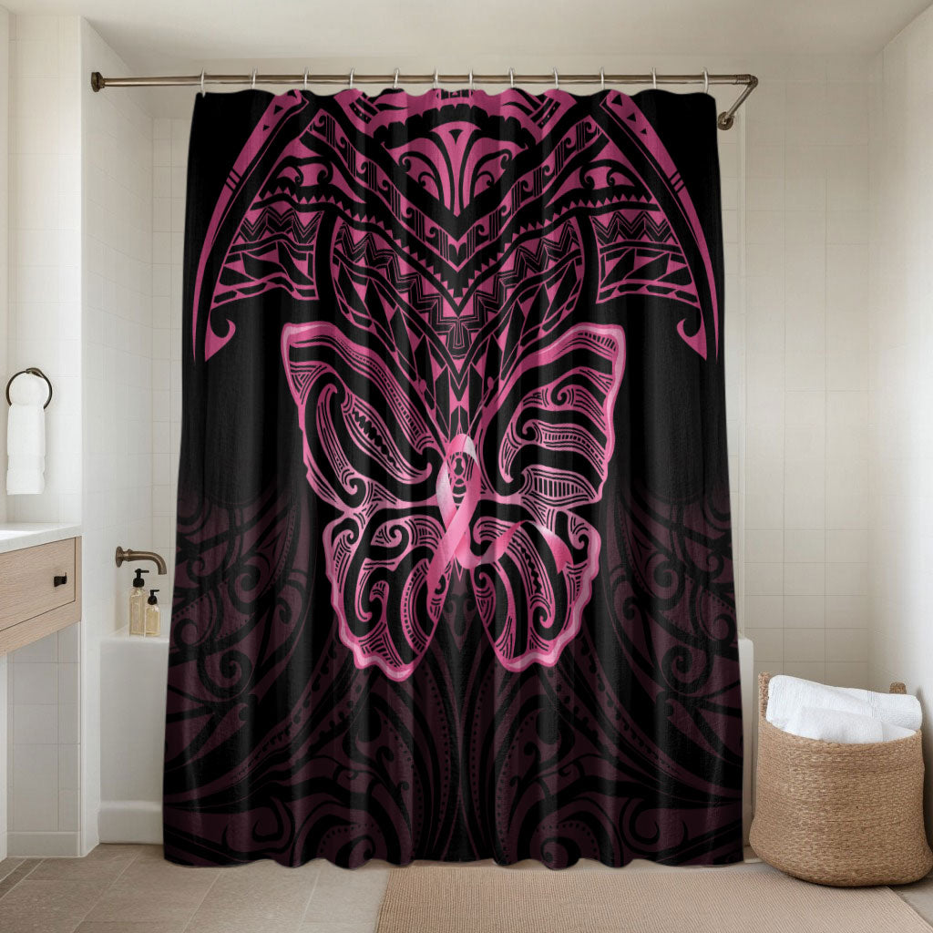 New Zealand Breast Cancer Support Bathroom Set Maori Butterfly Pink Ribbon Black Version