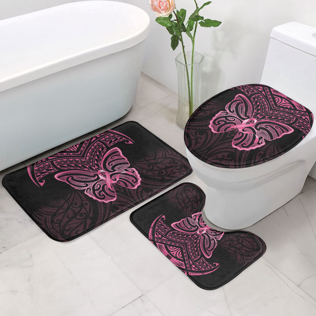 New Zealand Breast Cancer Support Bathroom Set Maori Butterfly Pink Ribbon Black Version