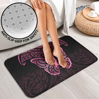 New Zealand Breast Cancer Support Bathroom Set Maori Butterfly Pink Ribbon Black Version