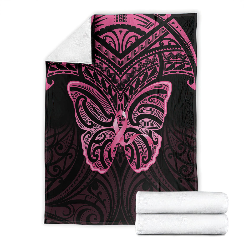 New Zealand Breast Cancer Support Blanket Maori Butterfly Pink Ribbon Black Version
