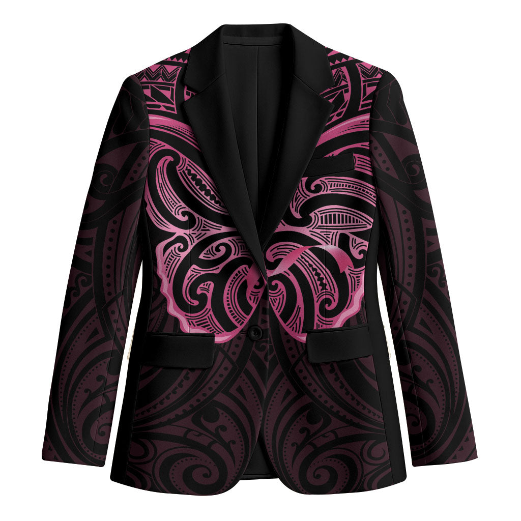 New Zealand Breast Cancer Support Blazer Maori Butterfly Pink Ribbon Black Version