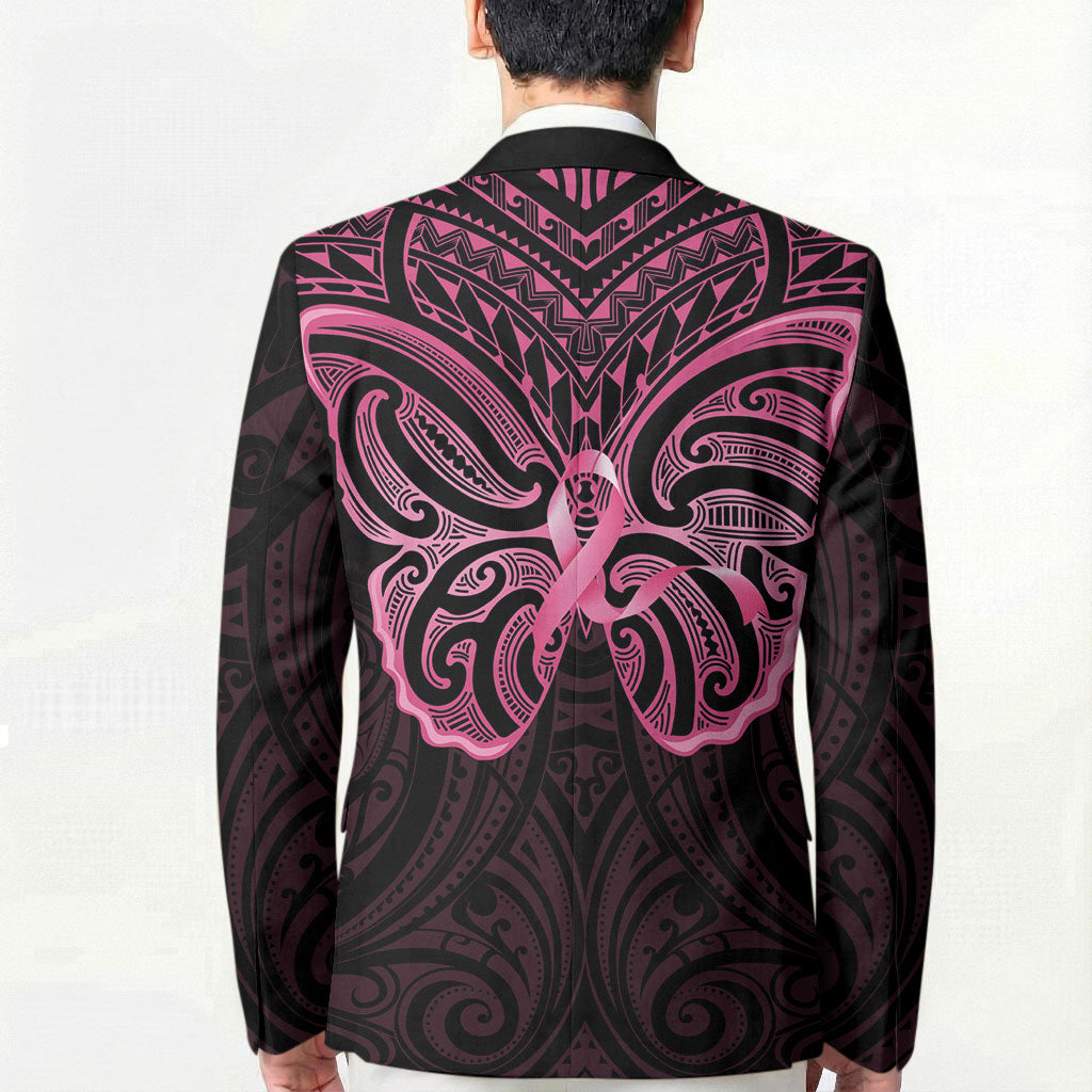 New Zealand Breast Cancer Support Blazer Maori Butterfly Pink Ribbon Black Version