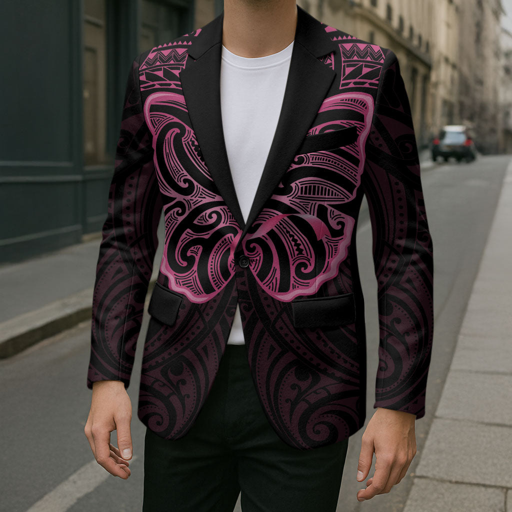 New Zealand Breast Cancer Support Blazer Maori Butterfly Pink Ribbon Black Version