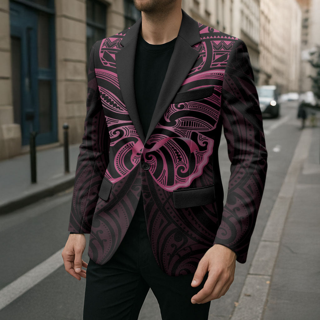 New Zealand Breast Cancer Support Blazer Maori Butterfly Pink Ribbon Black Version
