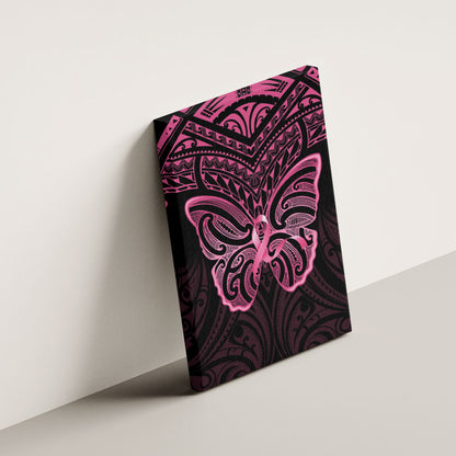 New Zealand Breast Cancer Support Canvas Wall Art Maori Butterfly Pink Ribbon Black Version