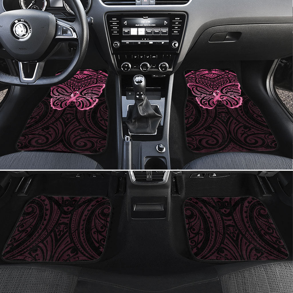 New Zealand Breast Cancer Support Car Mats Maori Butterfly Pink Ribbon Black Version