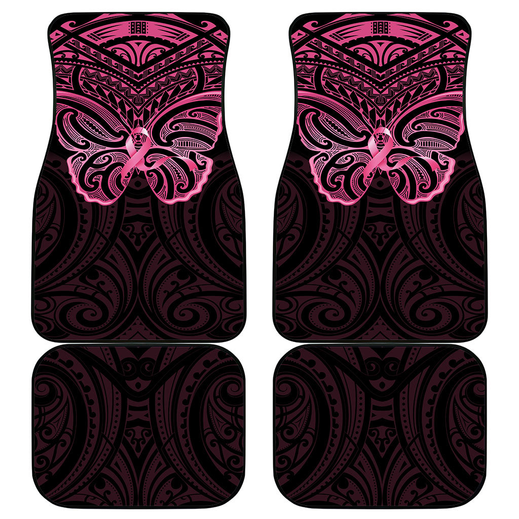 New Zealand Breast Cancer Support Car Mats Maori Butterfly Pink Ribbon Black Version