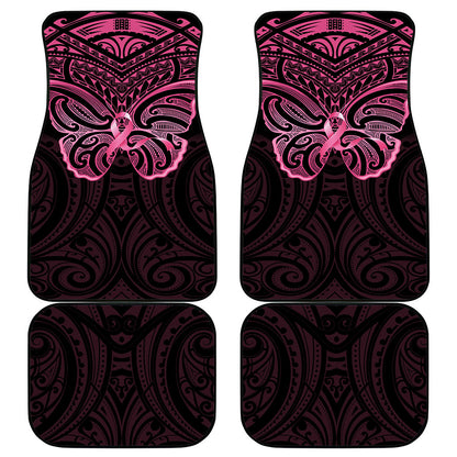 New Zealand Breast Cancer Support Car Mats Maori Butterfly Pink Ribbon Black Version
