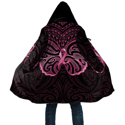New Zealand Breast Cancer Support Cloak Maori Butterfly Pink Ribbon Black Version