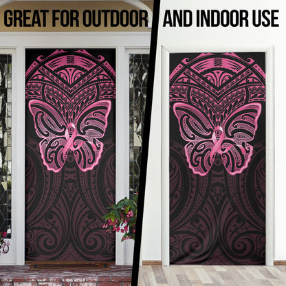 New Zealand Breast Cancer Support Door Cover Maori Butterfly Pink Ribbon Black Version