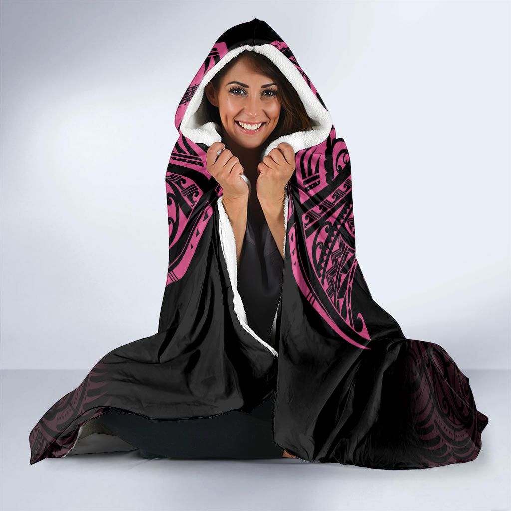 New Zealand Breast Cancer Support Hooded Blanket Maori Butterfly Pink Ribbon Black Version