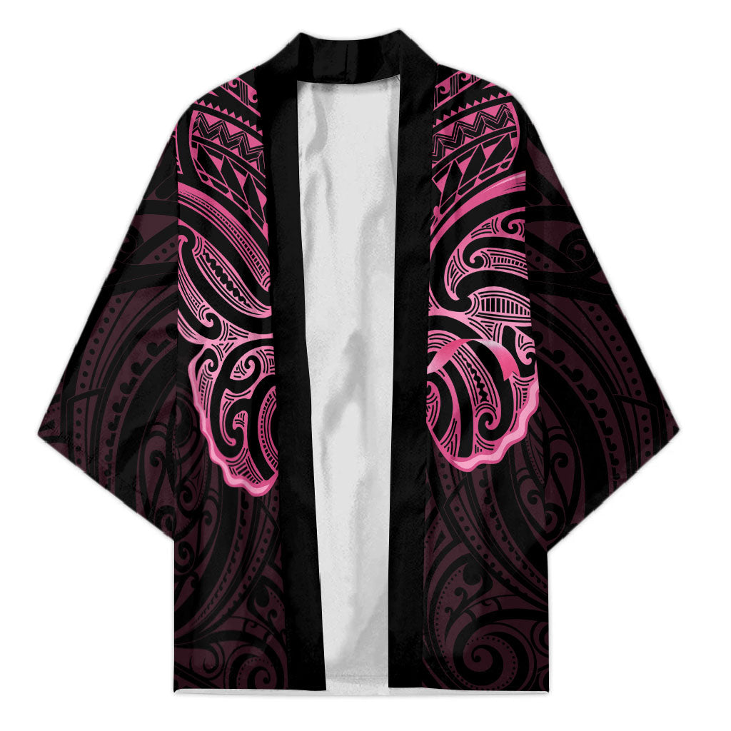 New Zealand Breast Cancer Support Kimono Maori Butterfly Pink Ribbon Black Version