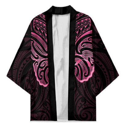 New Zealand Breast Cancer Support Kimono Maori Butterfly Pink Ribbon Black Version