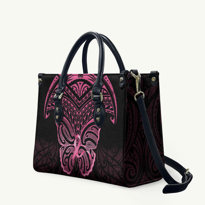 New Zealand Breast Cancer Support Leather Bag Maori Butterfly Pink Ribbon Black Version