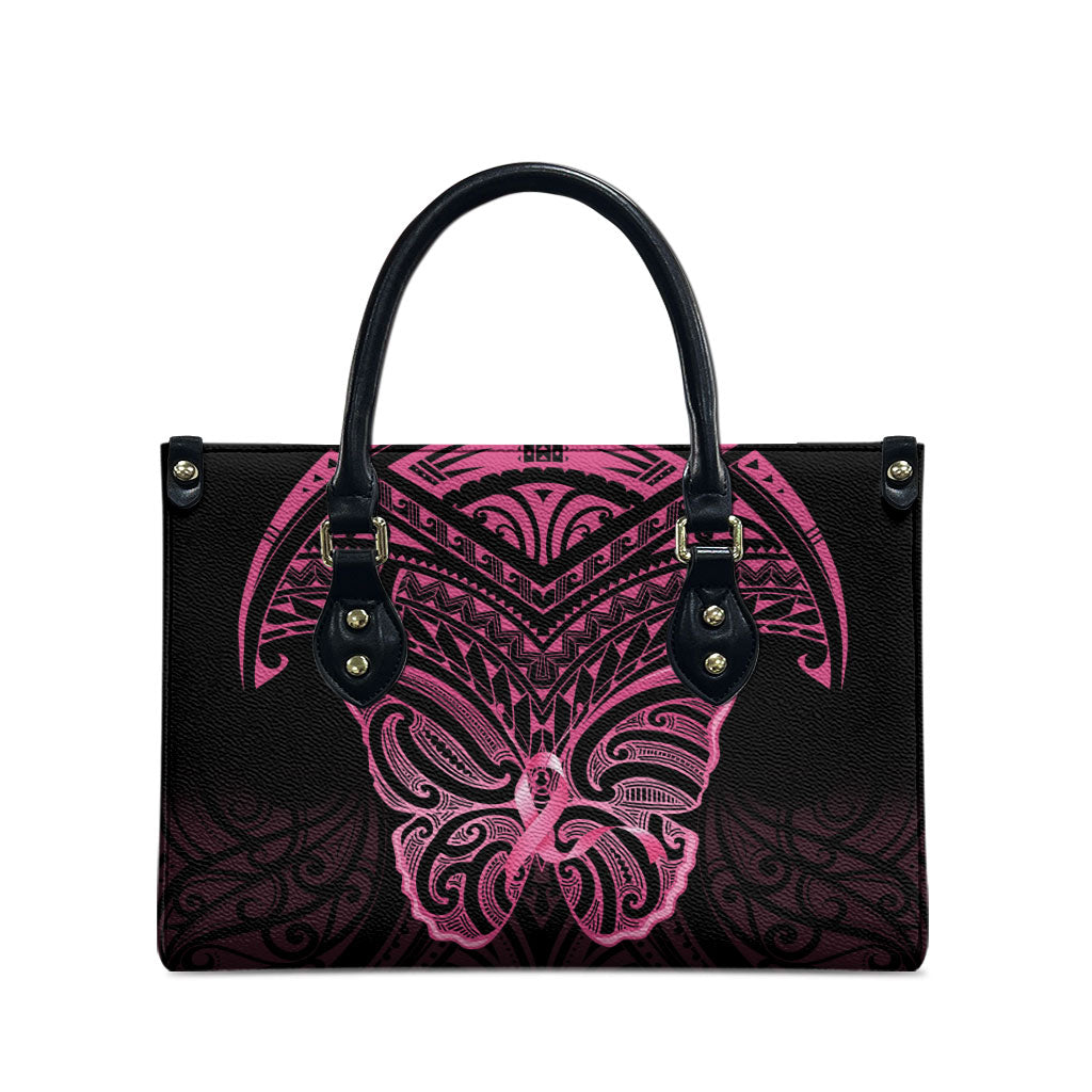 New Zealand Breast Cancer Support Leather Bag Maori Butterfly Pink Ribbon Black Version