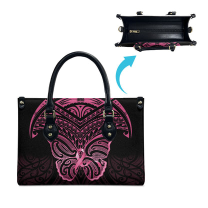 New Zealand Breast Cancer Support Leather Bag Maori Butterfly Pink Ribbon Black Version