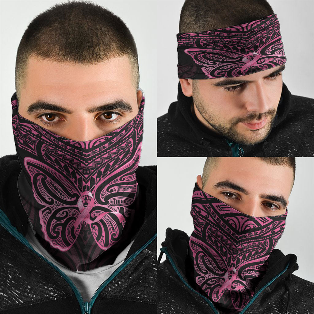 New Zealand Breast Cancer Support Neck Gaiter Maori Butterfly Pink Ribbon Black Version