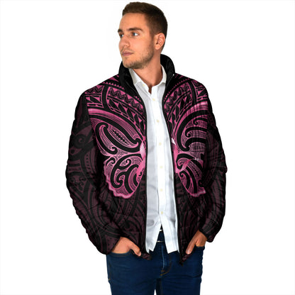 New Zealand Breast Cancer Support Padded Jacket Maori Butterfly Pink Ribbon Black Version