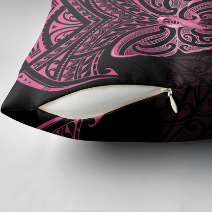 New Zealand Breast Cancer Support Pillow Cover Maori Butterfly Pink Ribbon Black Version