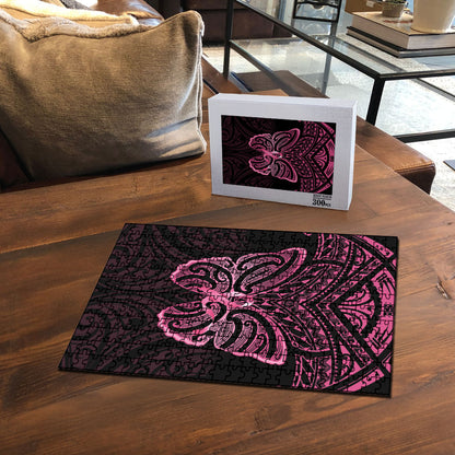 New Zealand Breast Cancer Support Puzzle Maori Butterfly Pink Ribbon Black Version