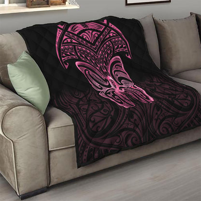 New Zealand Breast Cancer Support Quilt Maori Butterfly Pink Ribbon Black Version