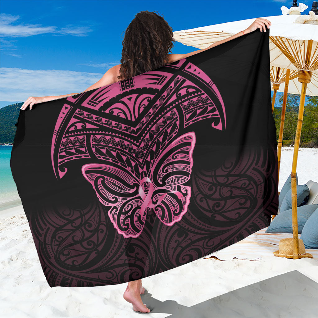 New Zealand Breast Cancer Support Sarong Maori Butterfly Pink Ribbon Black Version