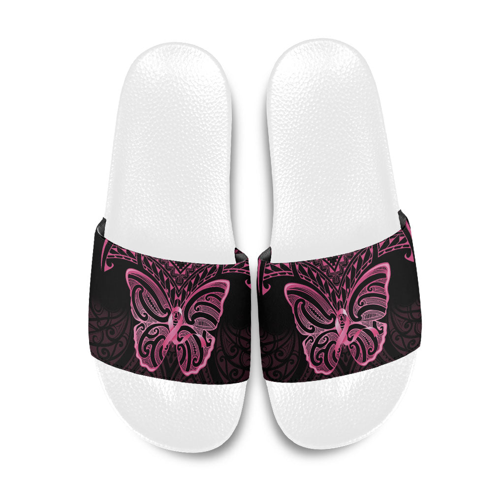 New Zealand Breast Cancer Support Slide Sandals Maori Butterfly Pink Ribbon Black Version