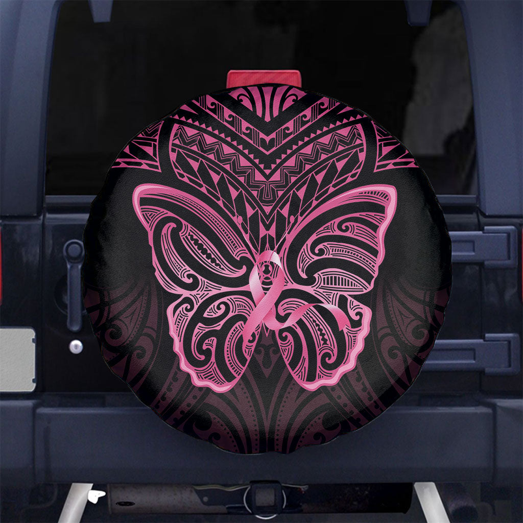 New Zealand Breast Cancer Support Spare Tire Cover Maori Butterfly Pink Ribbon Black Version