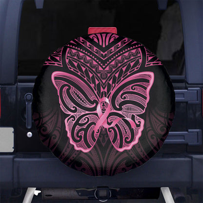 New Zealand Breast Cancer Support Spare Tire Cover Maori Butterfly Pink Ribbon Black Version