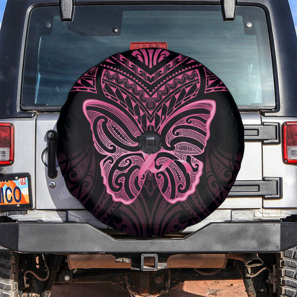 New Zealand Breast Cancer Support Spare Tire Cover Maori Butterfly Pink Ribbon Black Version
